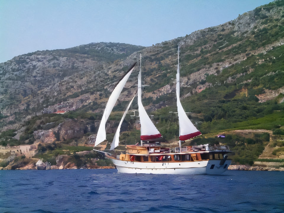 Exterior overview of Cataleya gulet or cruiser for charter from Split ACI Marina in the Split sailing area Croatia