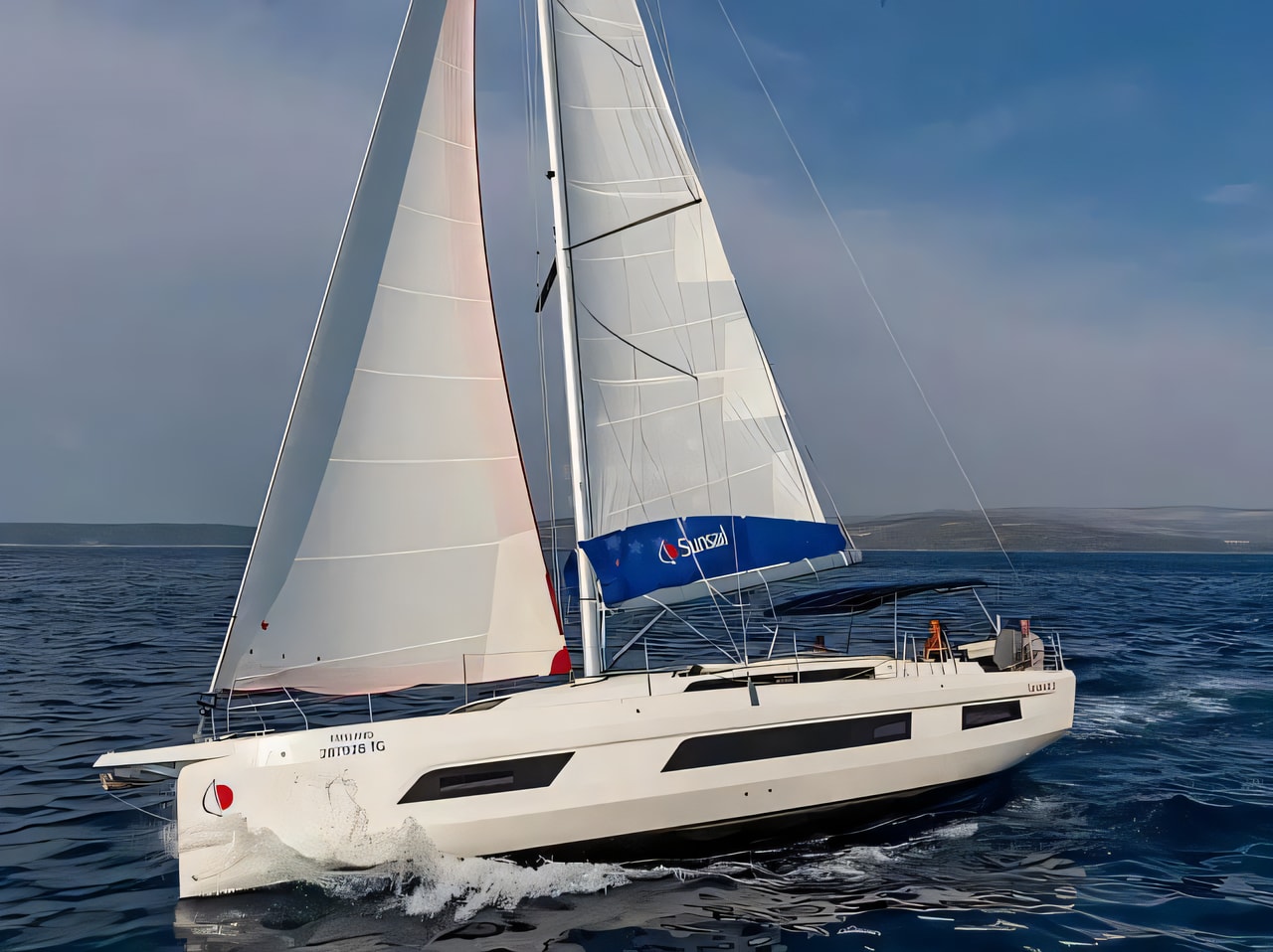Exterior overview of Sunsail 44.3 sail boat for charter from Agana Marina in the Split sailing area Croatia
