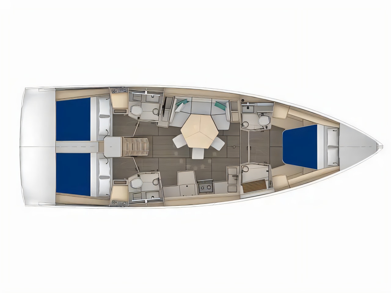 Interior of Sunsail 44.3 sail boat with 3 cabins Croatia yacht charter