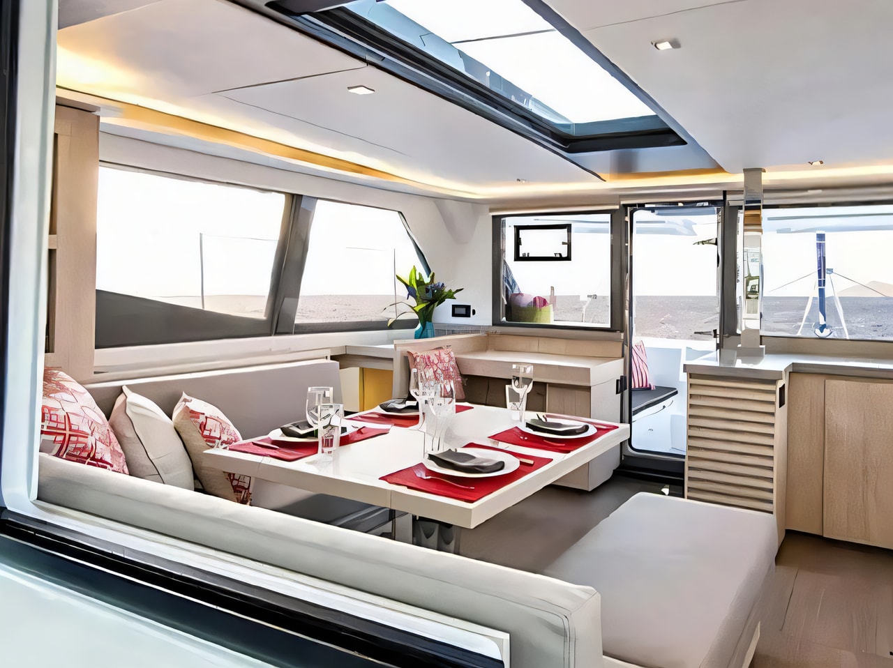Layout of Sunsail 454L catamaran with 4 cabins Croatia yacht charter