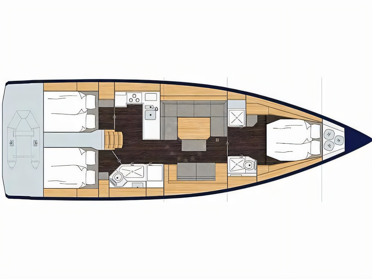 Interior of Bavaria C45 Style sail boat with 3 cabins Croatia yacht charter
