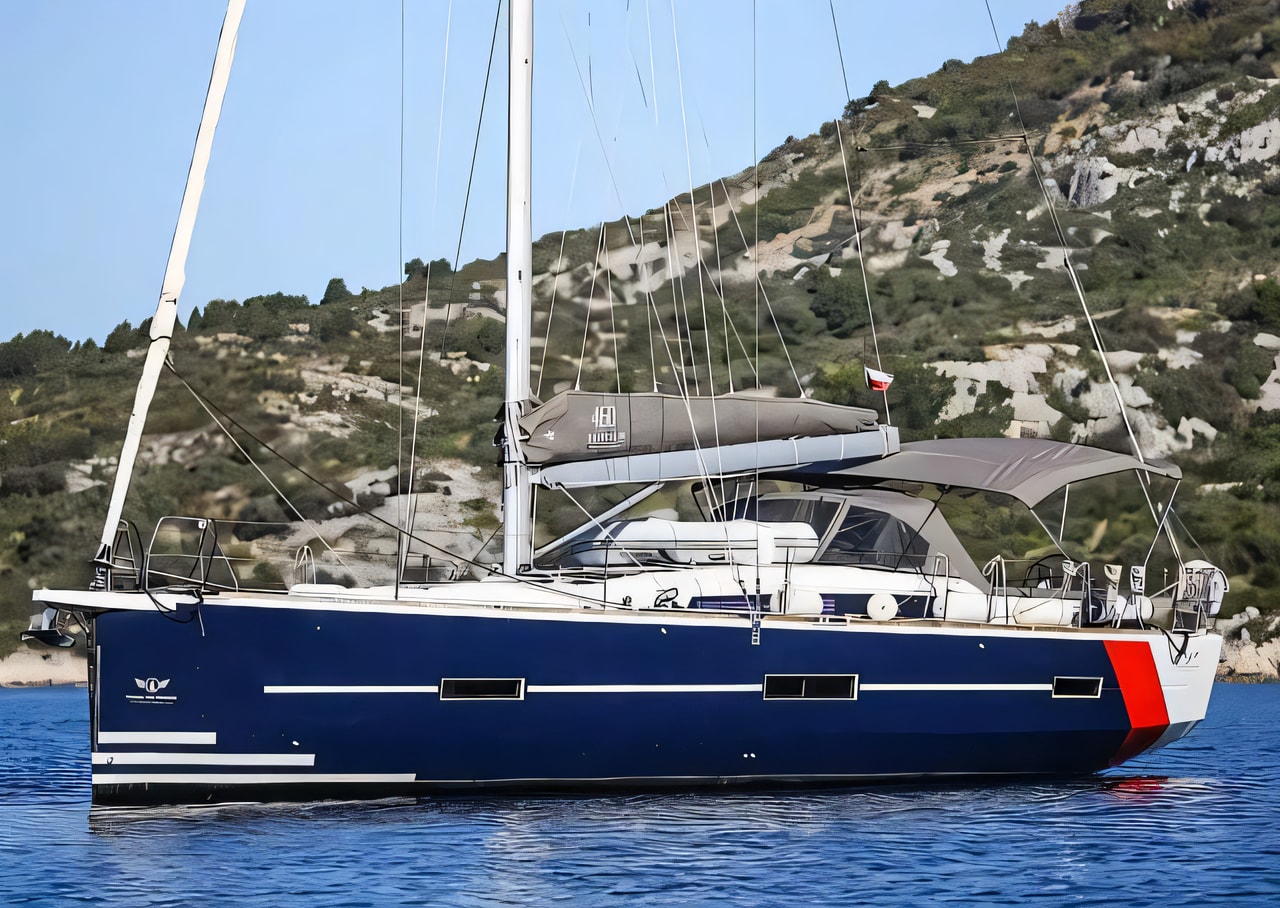 Exterior overview of Dufour 460 Grand Large sail boat for charter from Primosten Marina Kremik in the Split sailing area Croatia