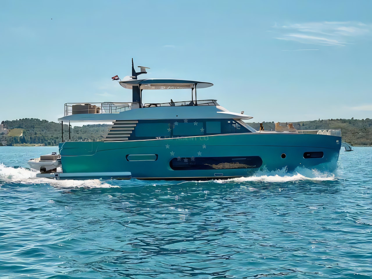 Exterior overview of Azimut Magellano 66 motoryacht for charter from Podstrana Marina Lav in the Split sailing area Croatia