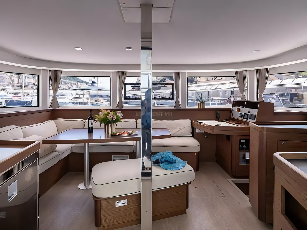 Layout of Lagoon 42 catamaran with 3 cabins Croatia yacht charter