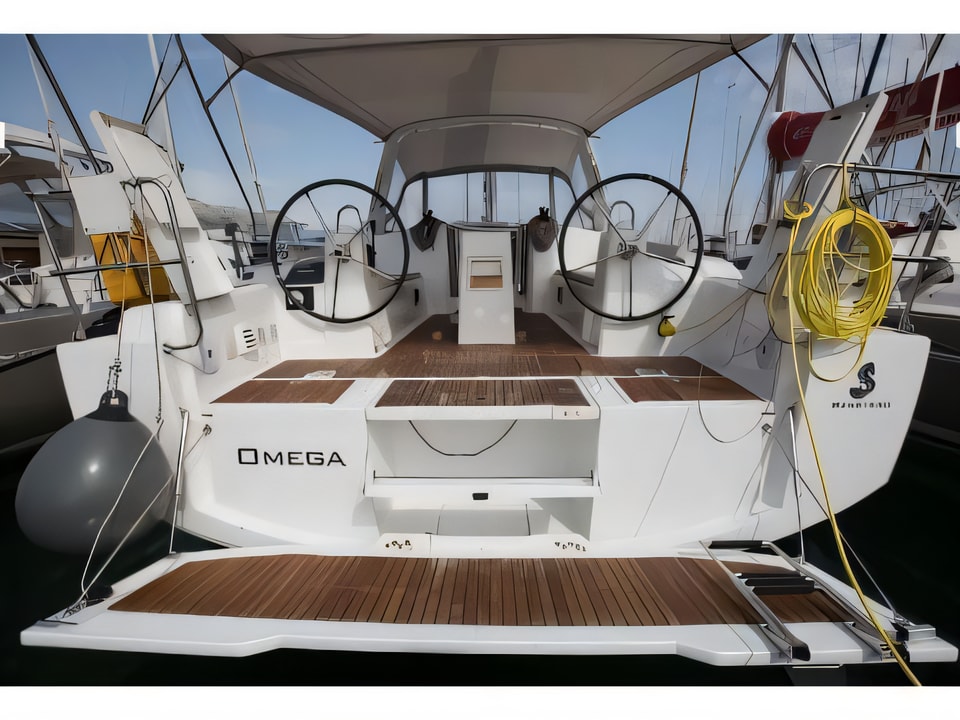 Exterior overview of Oceanis 38 sail boat for charter from Biograd Marina Kornati in the Kornati sailing area Croatia