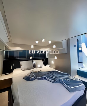 Layout of FIM 440 Regina motor boat with 2 cabins Croatia yacht charter
