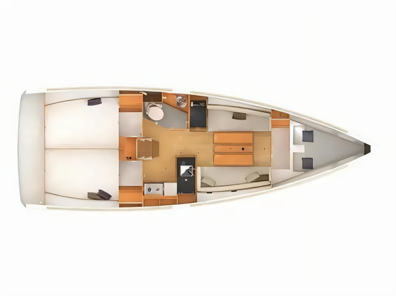 Interior of Sun Odyssey 349 sail boat with 3 cabins Croatia yacht charter
