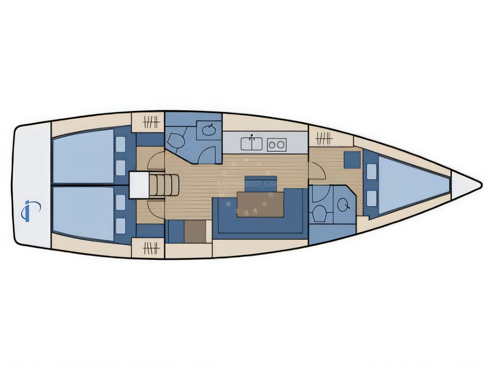 Bavaria 40 Cruiser yacht layout 3 cabins Croatia charter
