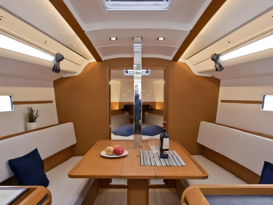 Interior of Sun Odyssey 349 sail boat with 3 cabins Croatia yacht charter