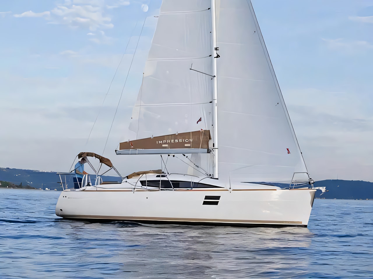 Exterior overview of Elan Impression 35 sail boat for charter from Pula Marina Polesana in the Istria / Kvarner sailing area Croatia
