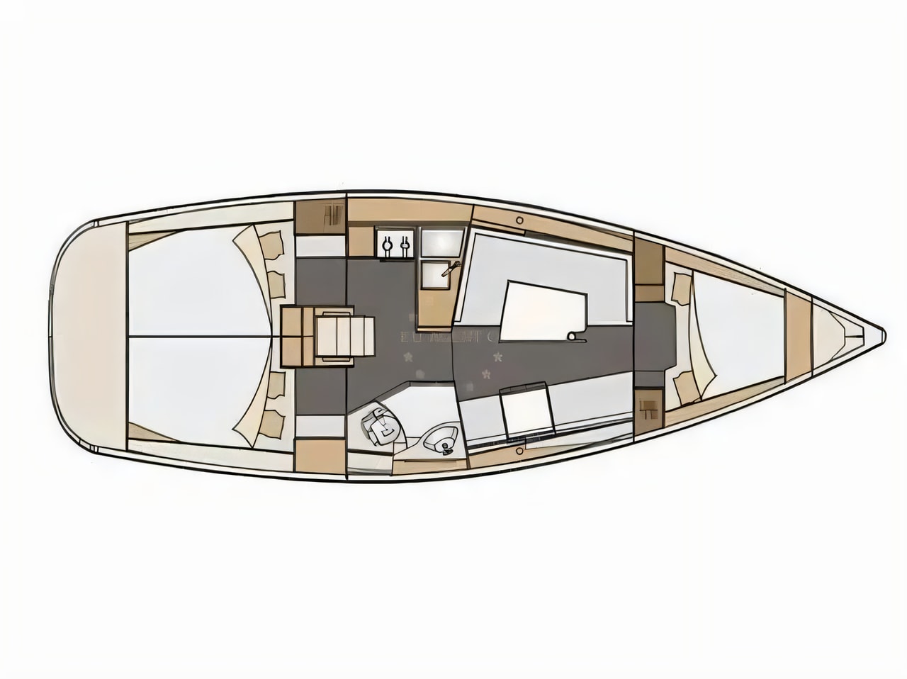Interior of Elan Impression 35 sail boat with 3 cabins Croatia yacht charter