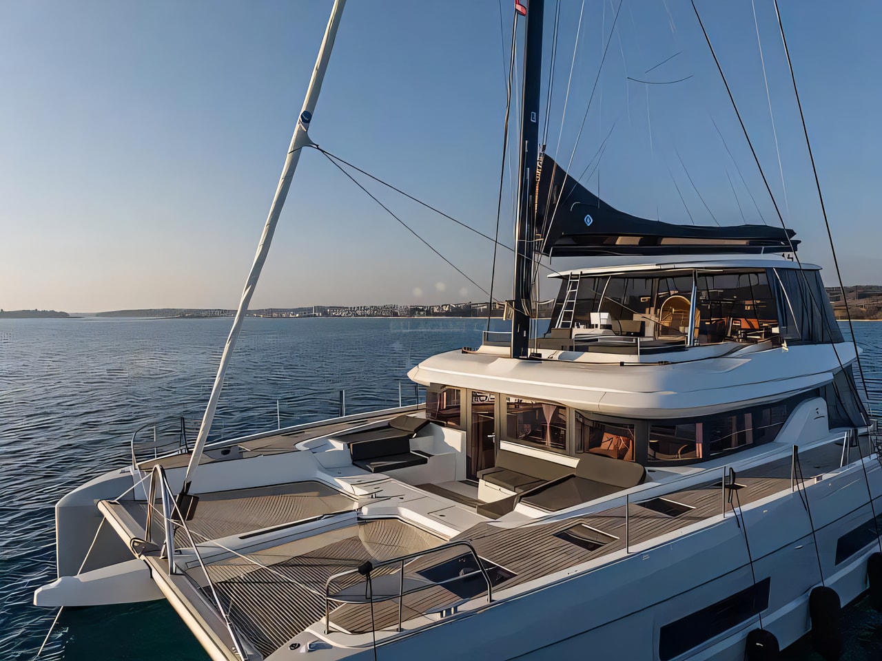 Exterior overview of Lagoon 60 catamaran for charter from Kastela Gomilica Marina in the Split sailing area Croatia