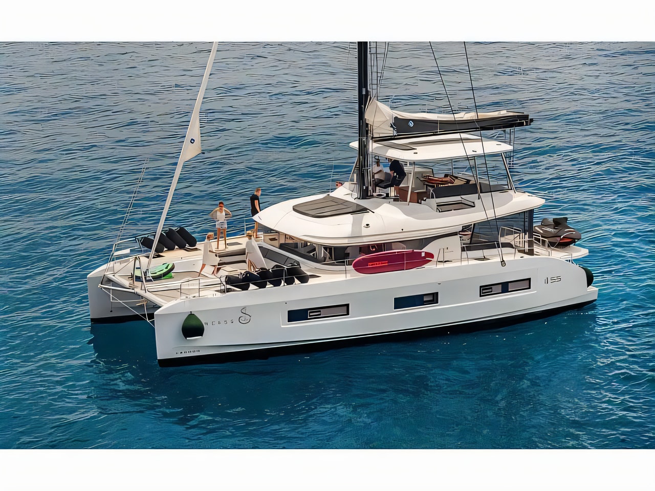 Exterior overview of Lagoon 55 catamaran for charter from Kastela Gomilica Marina in the Split sailing area Croatia