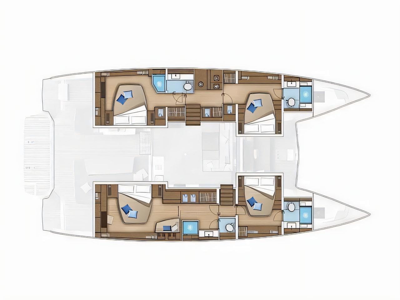 Interior of Lagoon 55 catamaran with 4 cabins Croatia yacht charter