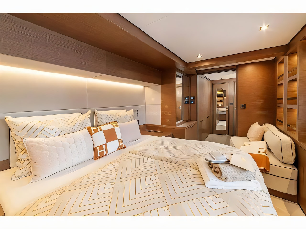 Layout of Lagoon 55 catamaran with 4 cabins Croatia yacht charter
