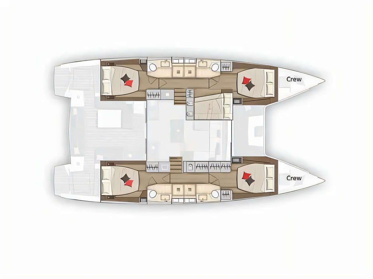 Interior of Lagoon 50 catamaran with 5 cabins Croatia yacht charter