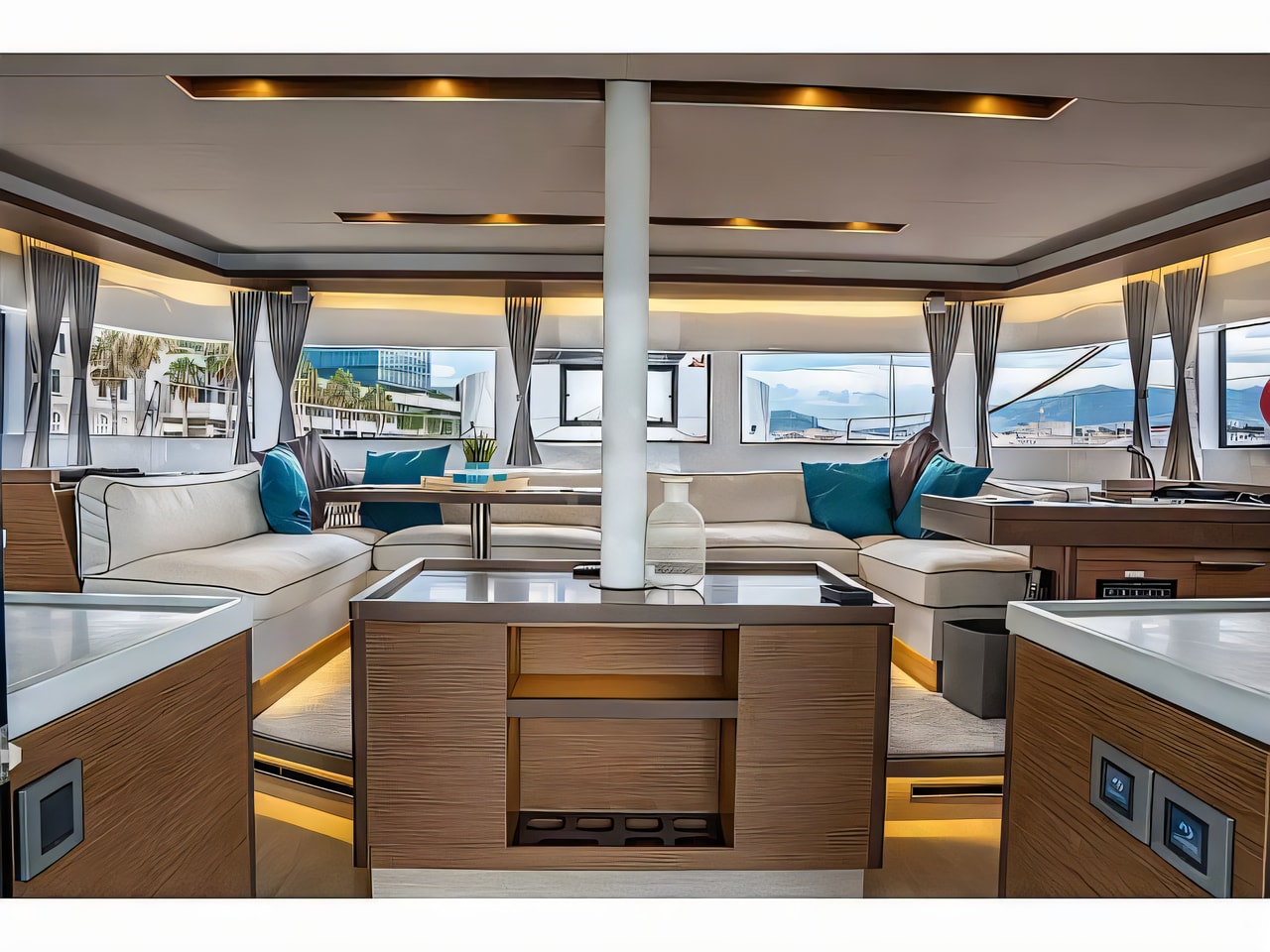 Layout of Lagoon 50 catamaran with 5 cabins Croatia yacht charter