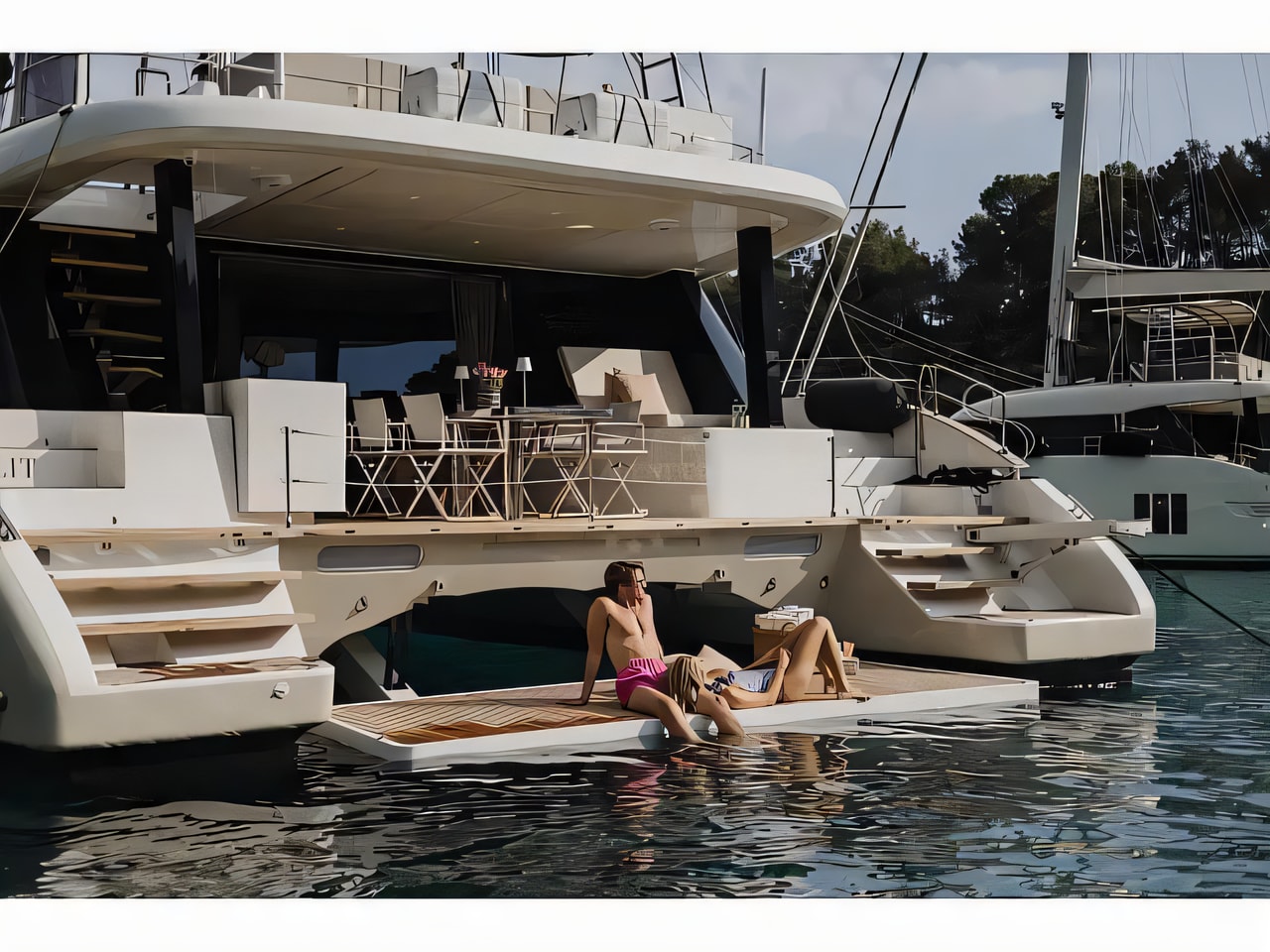 Exterior overview of Sunreef 50 catamaran for charter from Kastela Gomilica Marina in the Split sailing area Croatia