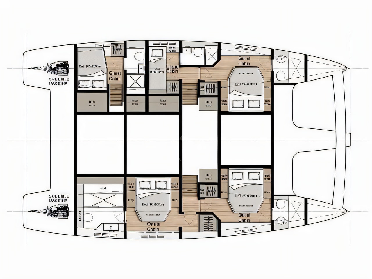 Interior of Sunreef 50 catamaran with 4 cabins Croatia yacht charter