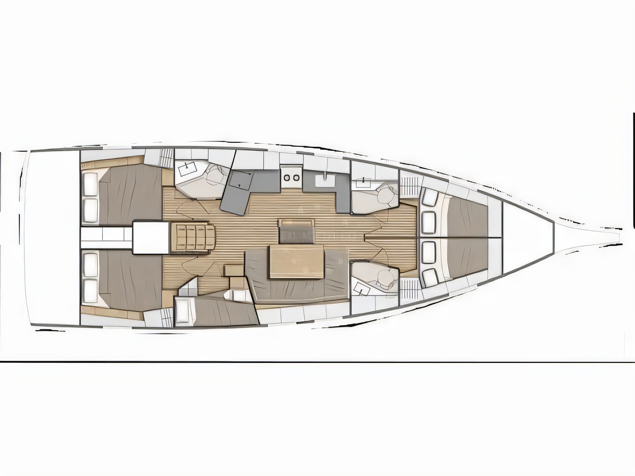 Interior of Oceanis 46.1 sail boat with 5 cabins Croatia yacht charter
