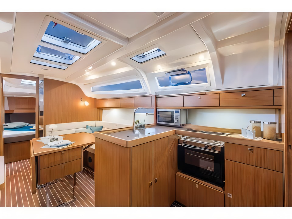 Interior of Bavaria 37 '15 sail boat with 3 cabins Croatia yacht charter