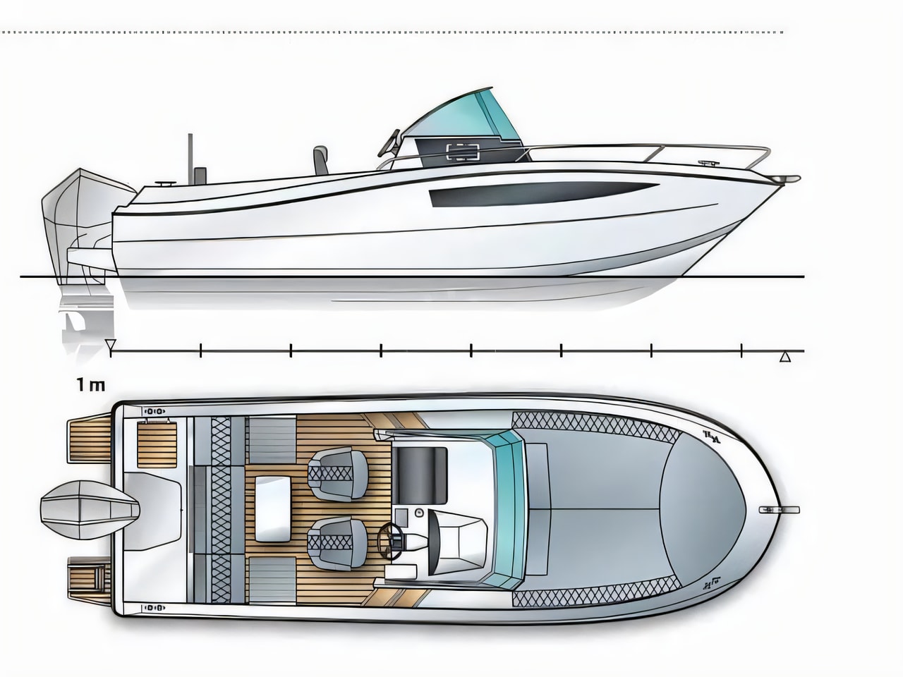 Interior of Atlantic Marine Sun Cruiser 730 motor boat with 1 cabins Croatia yacht charter