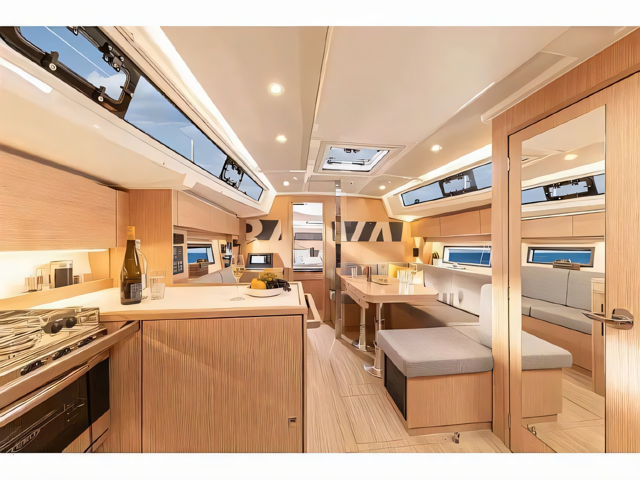 Layout of Bavaria C38 sail boat with 3 cabins Croatia yacht charter