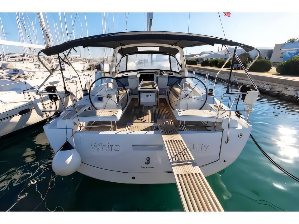 Exterior overview of Oceanis 41.1 sail boat for charter from Biograd Kornati in the Zadar sailing area Croatia
