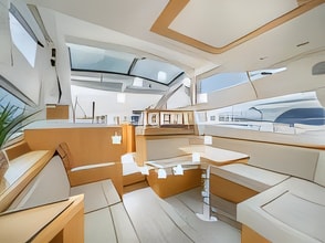 Galeon 430 Skydeck yacht layout 3 cabins Croatia charter