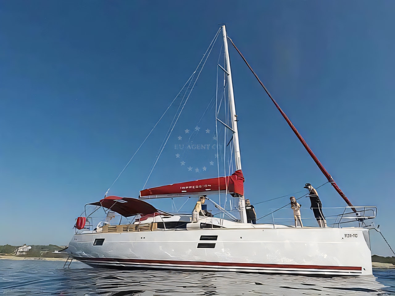 Exterior overview of Elan Impression 40 sail boat for charter from SCT Marina Trogir in the Split sailing area Croatia