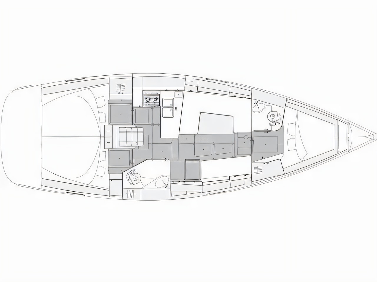 Interior of Elan Impression 40.1 sail boat with 3 cabins Croatia yacht charter