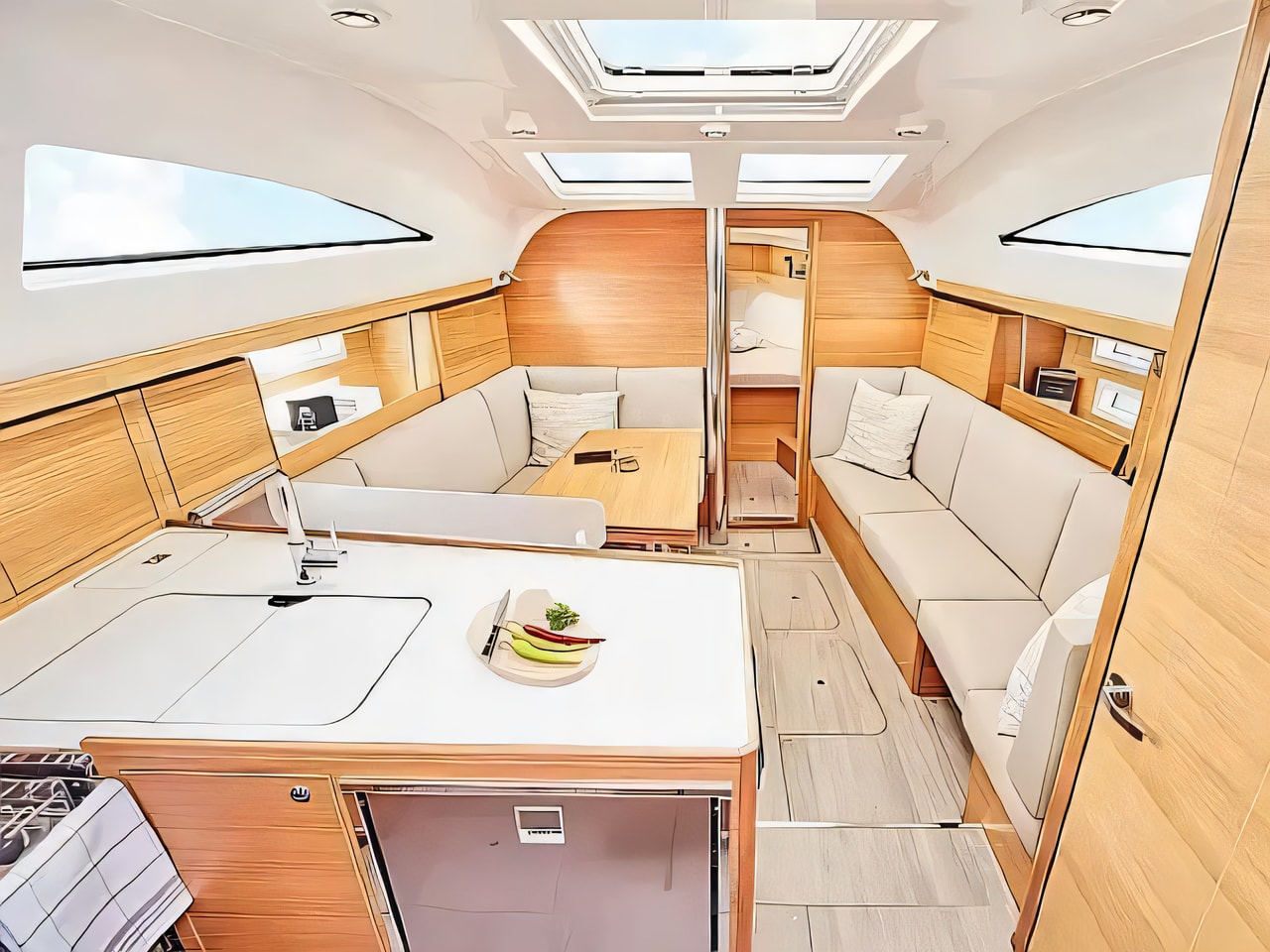 Layout of Elan Impression 40.1 sail boat with 3 cabins Croatia yacht charter