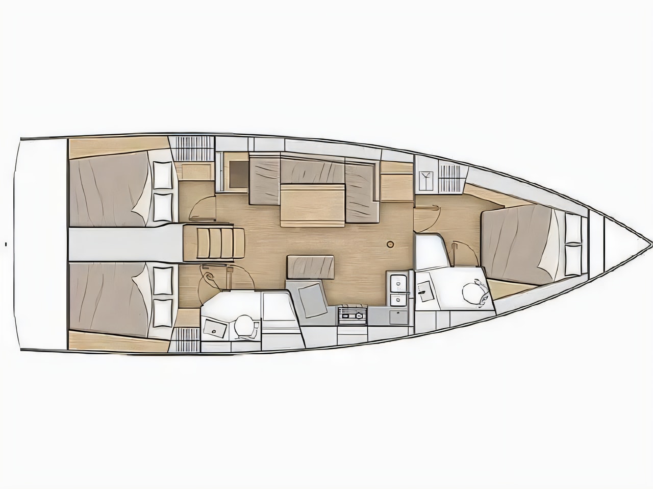 Interior of Oceanis 40.1 sail boat with 3 cabins Croatia yacht charter