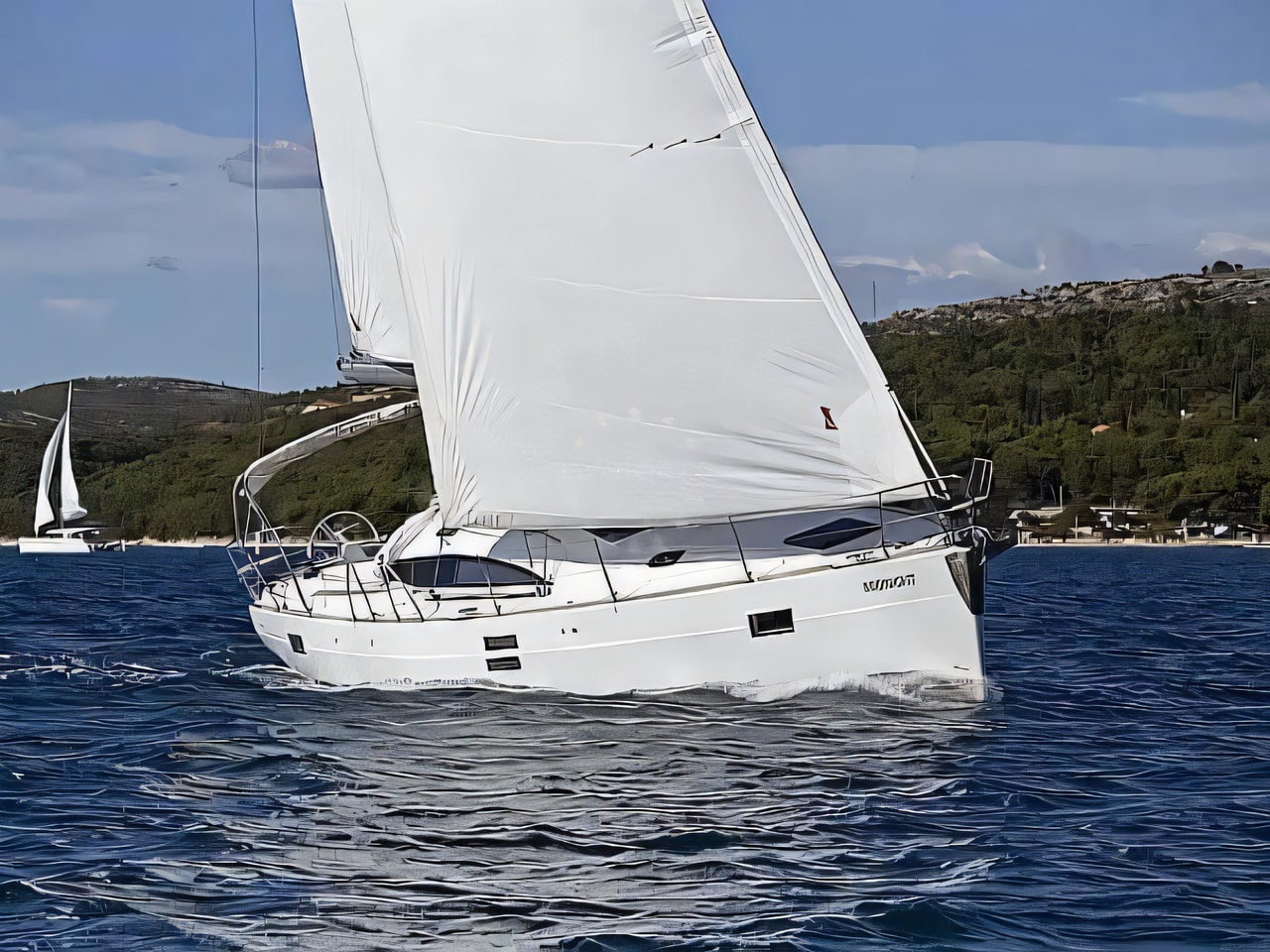 Exterior overview of Elan Impression 45 sail boat for charter from SCT Marina Trogir in the Split sailing area Croatia