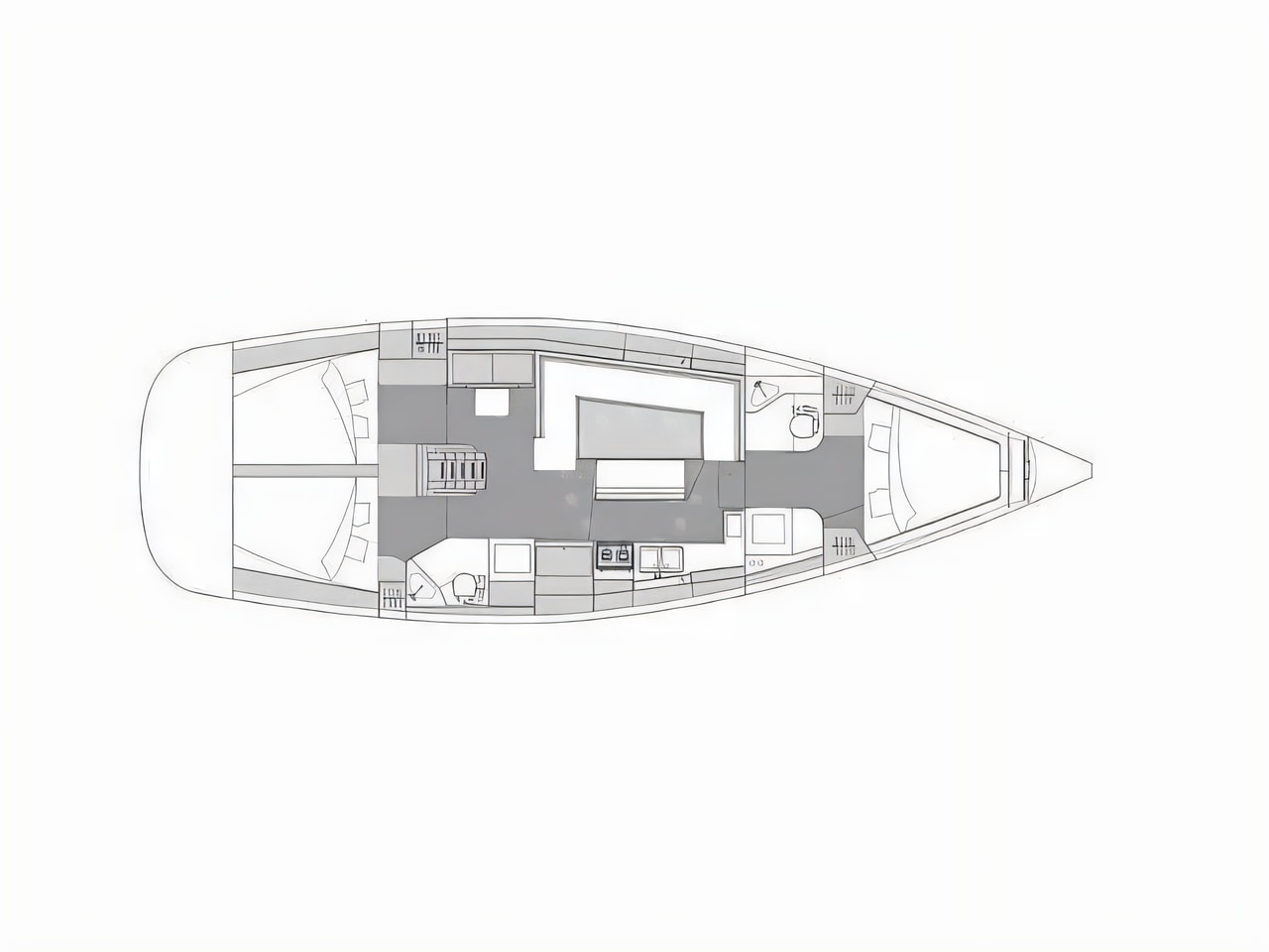 Interior of Elan Impression 45.1 sail boat with 3 cabins Croatia yacht charter