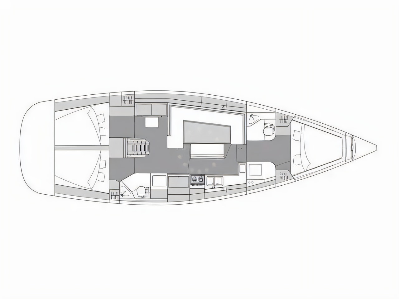 Interior of Elan Impression 45.1 sail boat with 4 cabins Croatia yacht charter