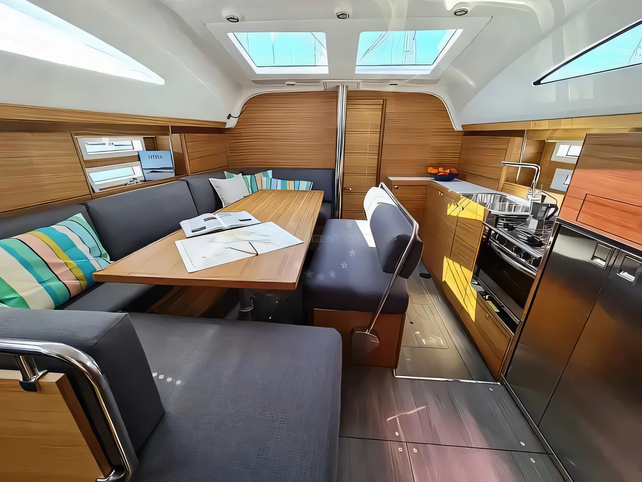 Layout of Elan Impression 45.1 sail boat with 4 cabins Croatia yacht charter
