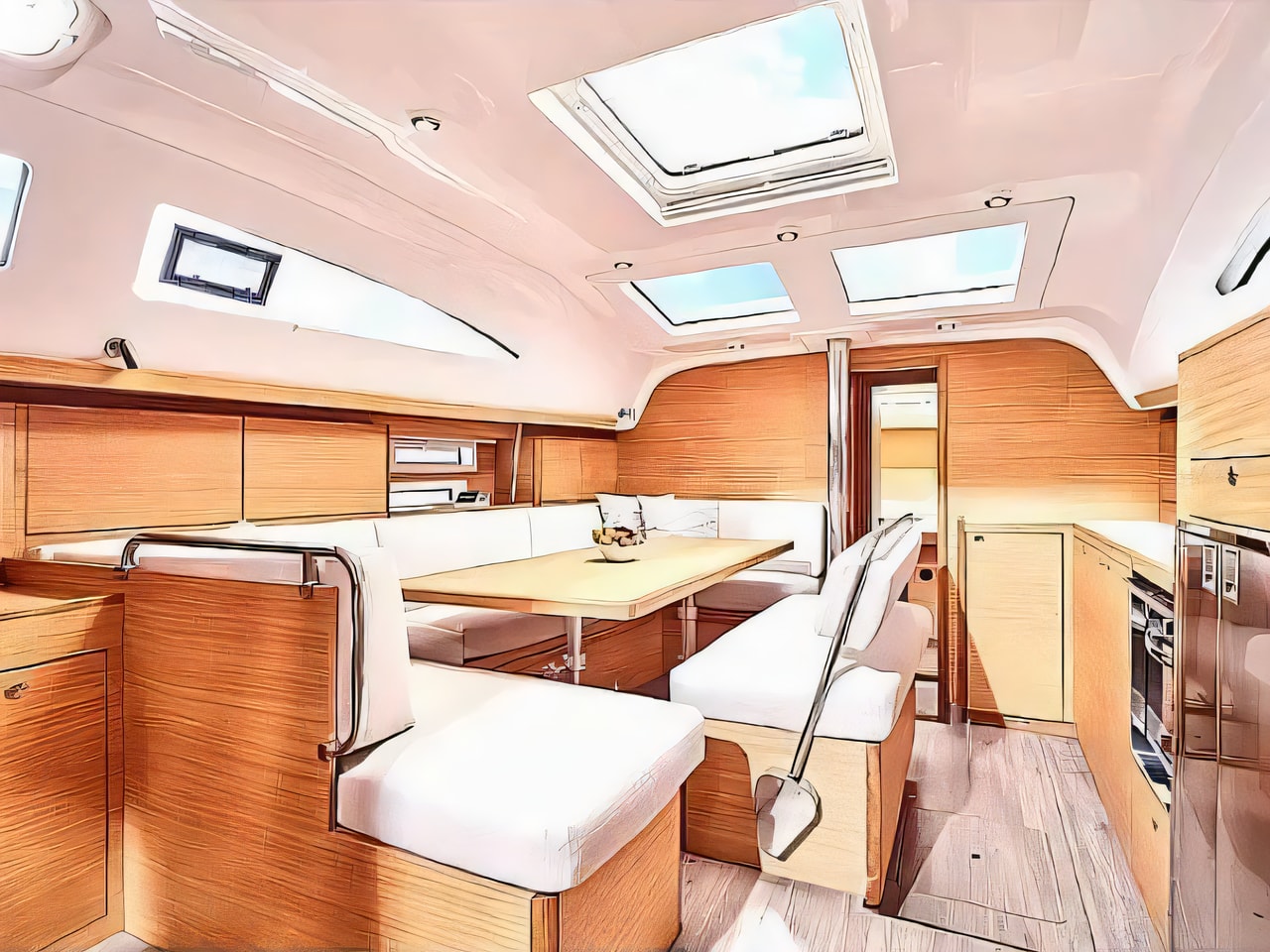 Layout of Elan Impression 45.1 sail boat with 4 cabins Croatia yacht charter