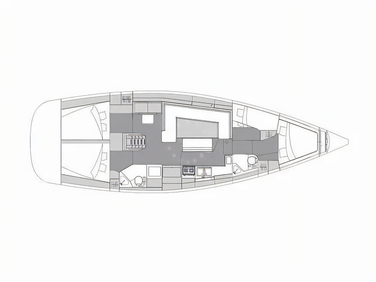 Interior of Elan Impression 45.1 sail boat with 4 cabins Croatia yacht charter