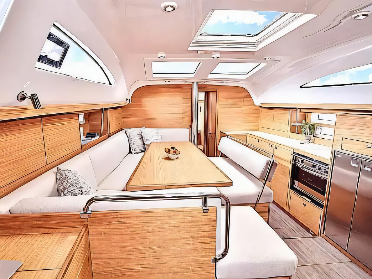 Layout of Elan Impression 45.1 sail boat with 4 cabins Croatia yacht charter