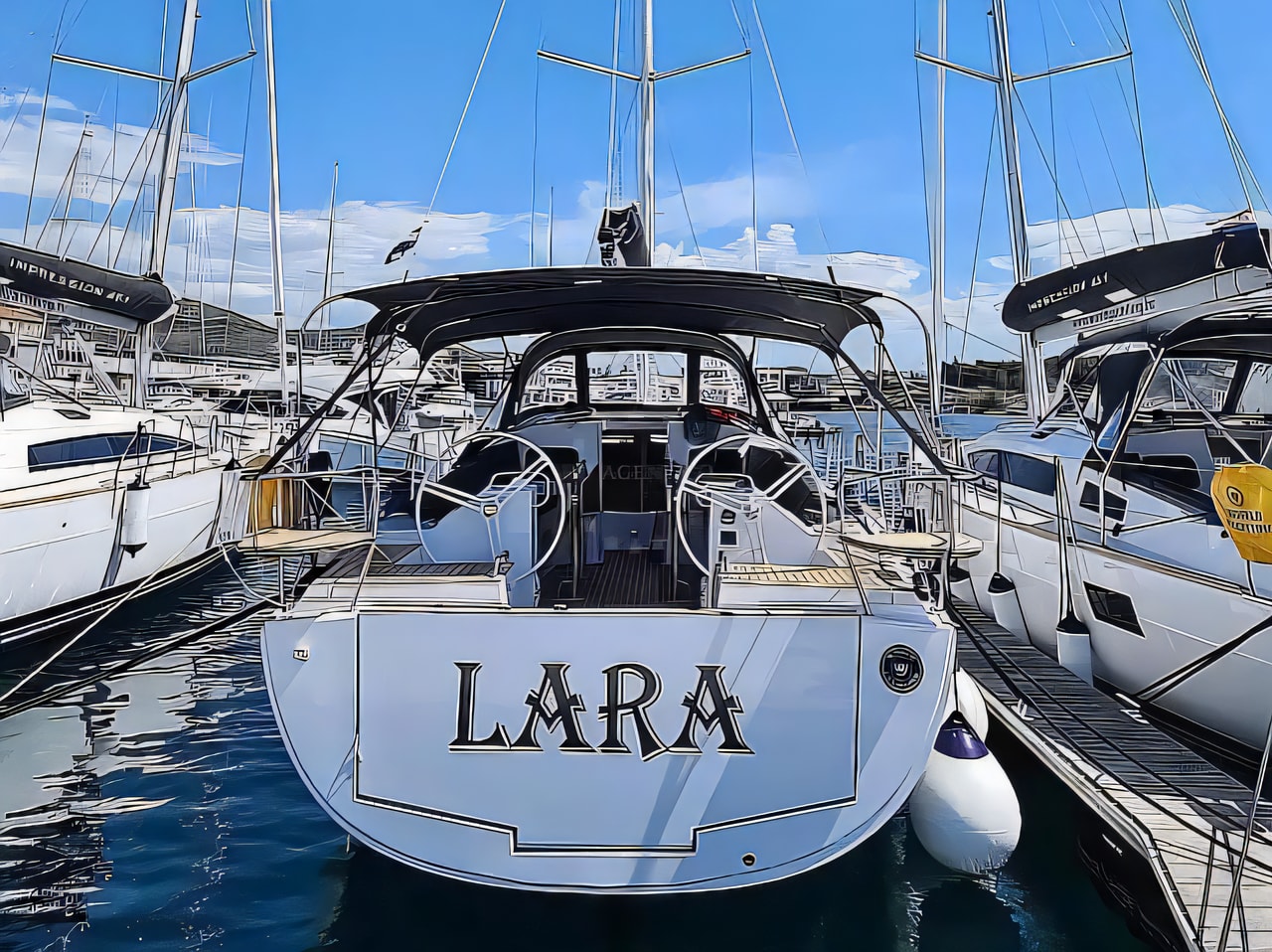 Exterior overview of Elan Impression 45.1 sail boat for charter from SCT Marina Trogir in the Split sailing area Croatia