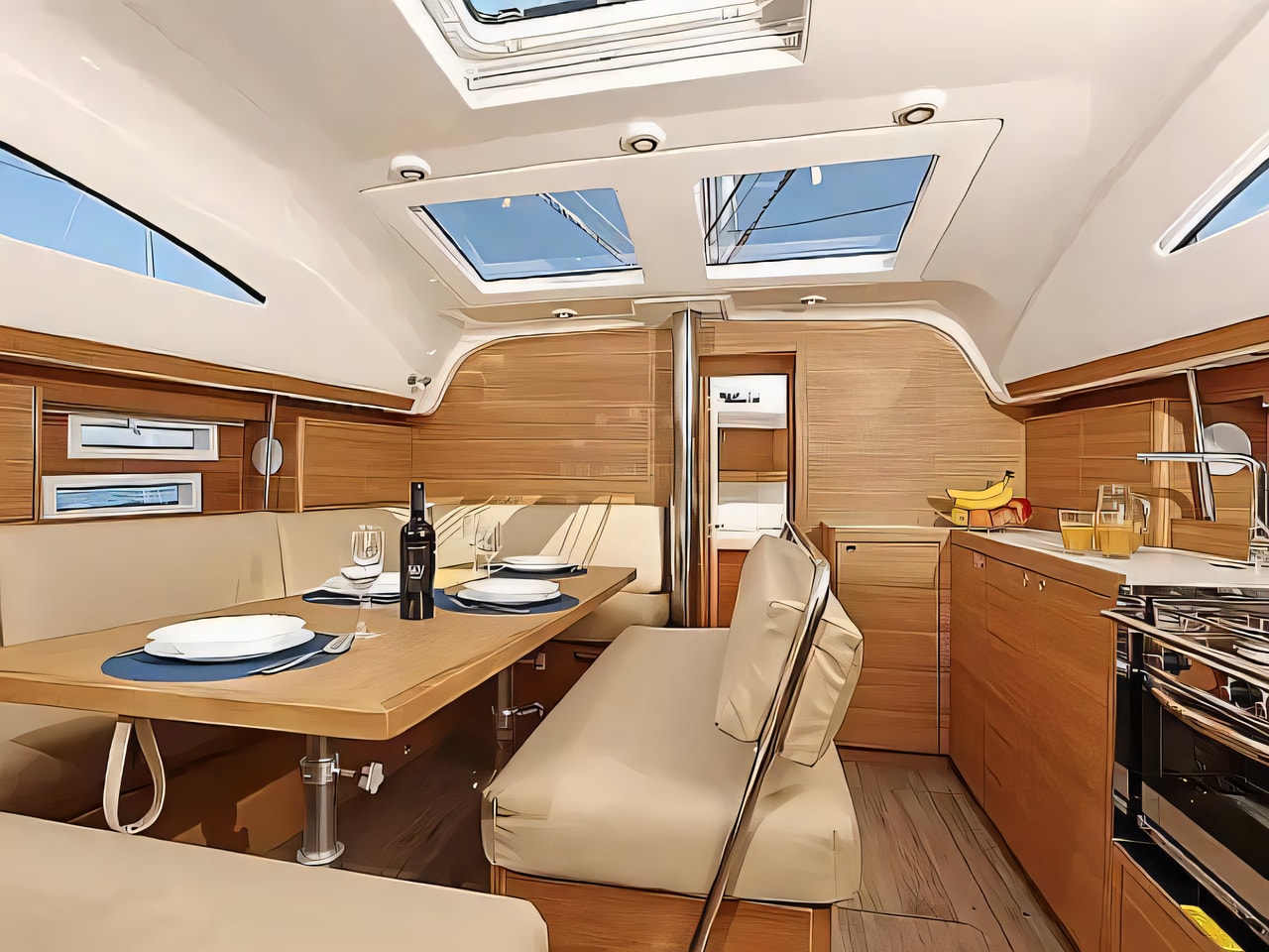 Layout of Elan Impression 45.1 sail boat with 4 cabins Croatia yacht charter