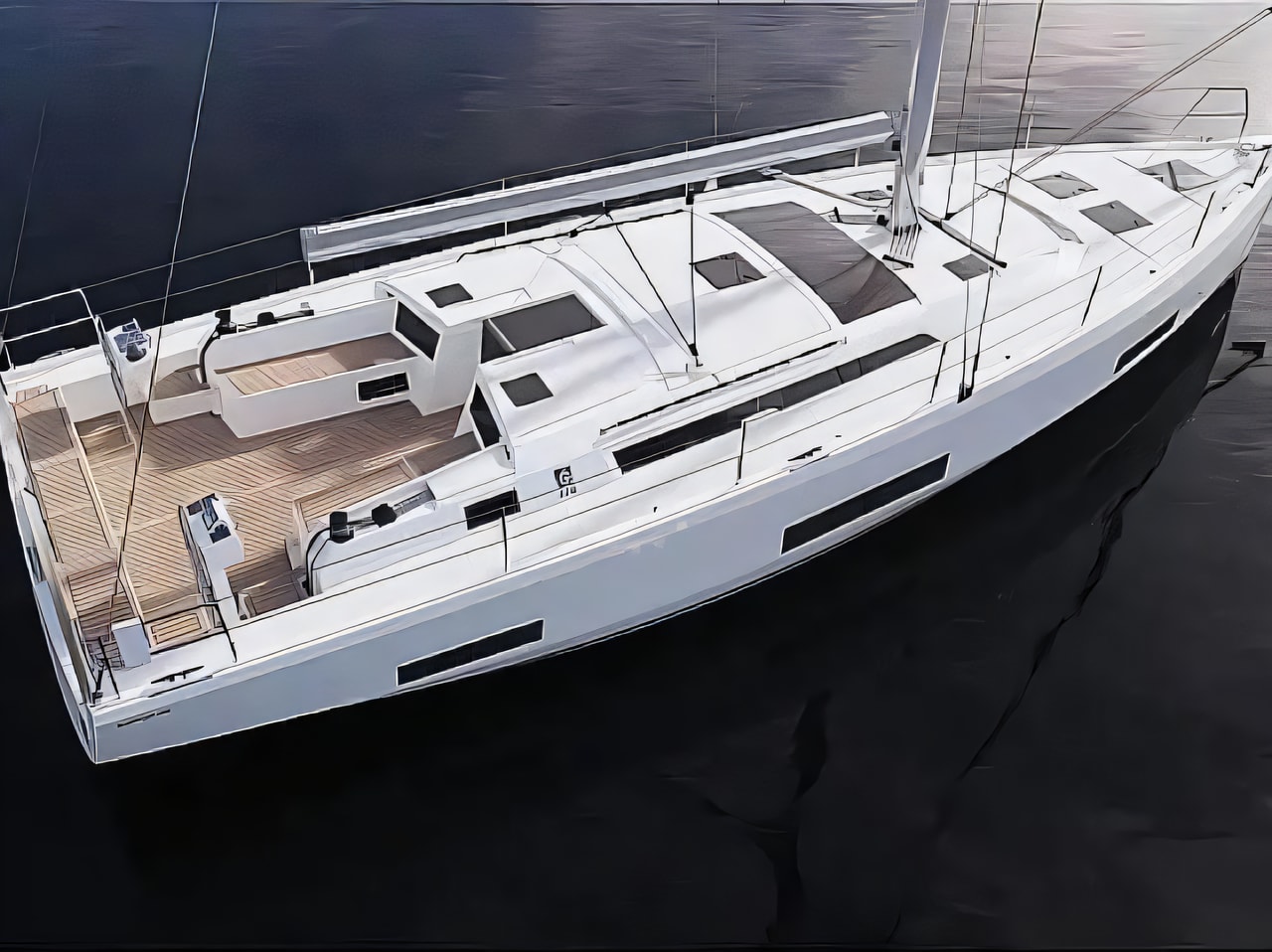 Exterior overview of Dufour 470 sail boat for charter from SCT Marina Trogir in the Split sailing area Croatia