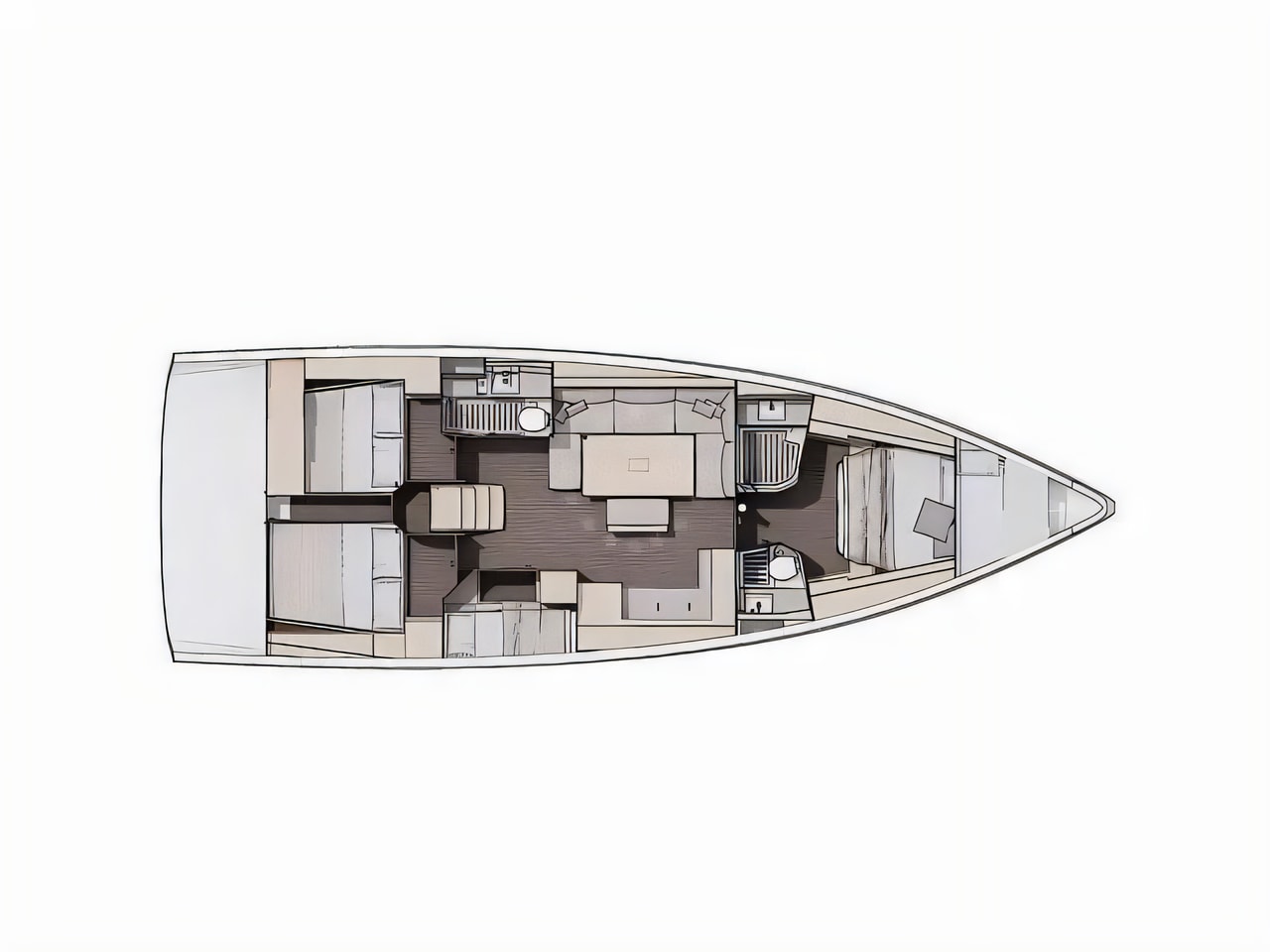 Interior of Dufour 470 sail boat with 5 cabins Croatia yacht charter