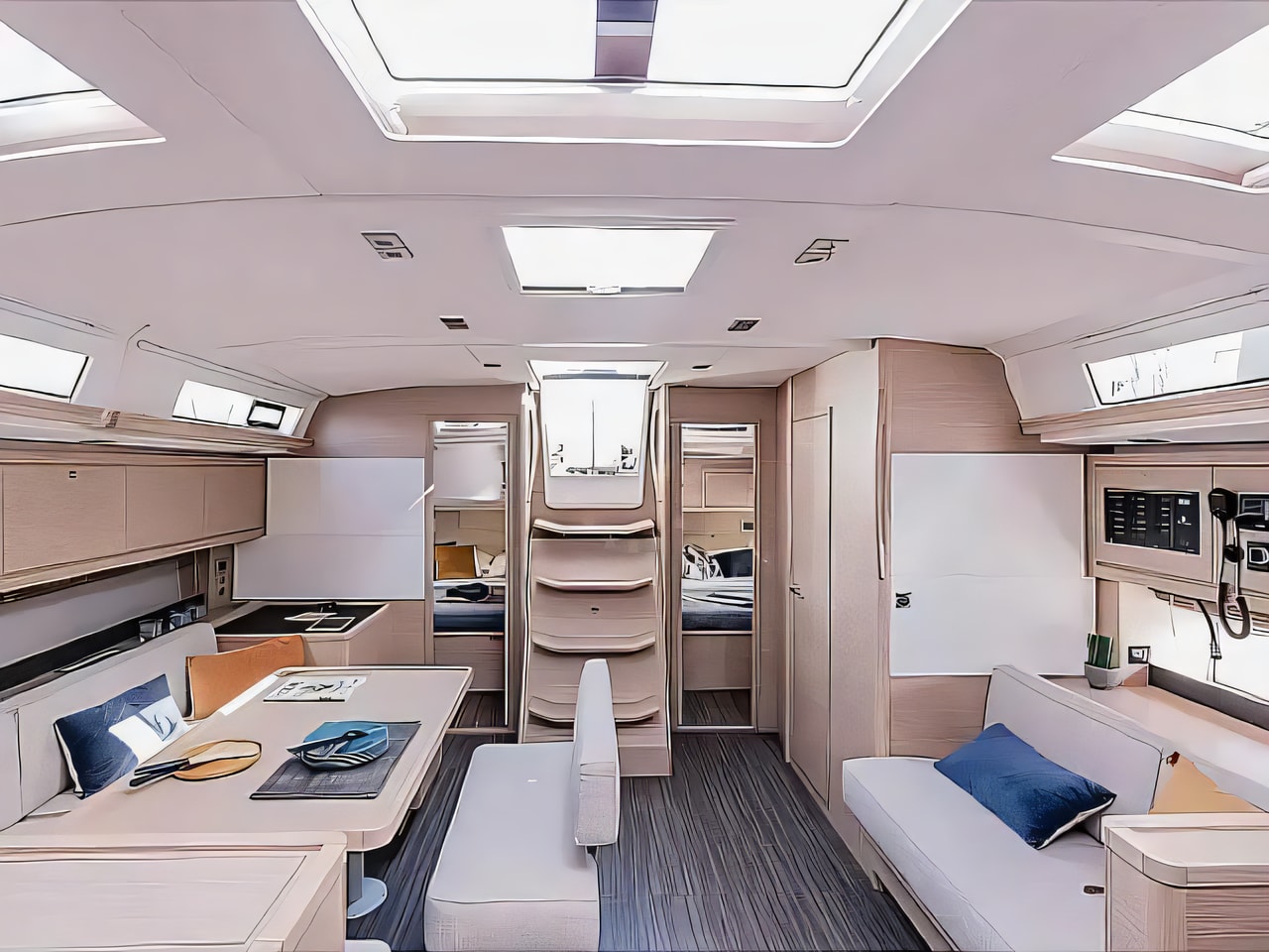 Layout of Dufour 470 sail boat with 5 cabins Croatia yacht charter