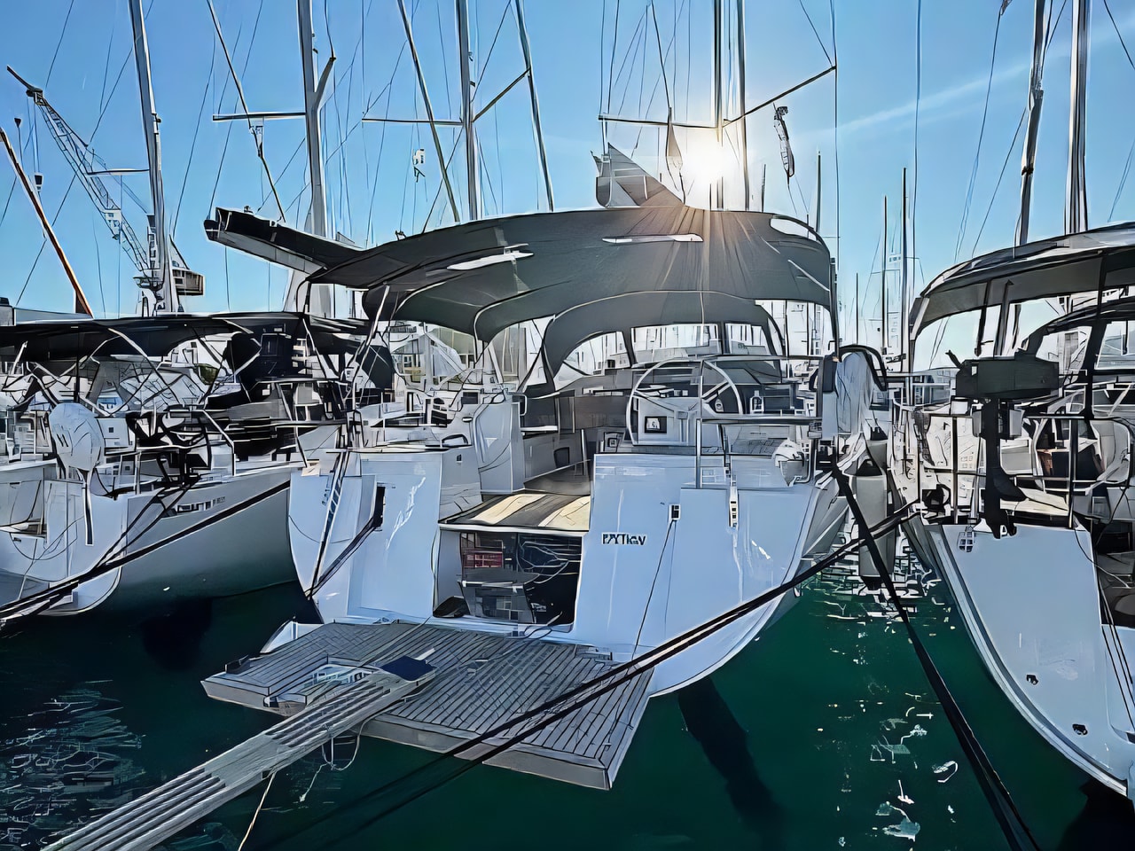 Exterior overview of Elan Impression 50.1 sail boat for charter from SCT Marina Trogir in the Split sailing area Croatia