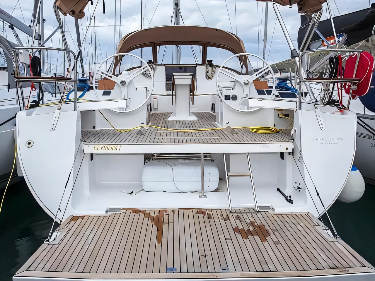 Exterior overview of Elan Impression 50 sail boat for charter from Seget Donji Marina Baotic in the Split sailing area Croatia