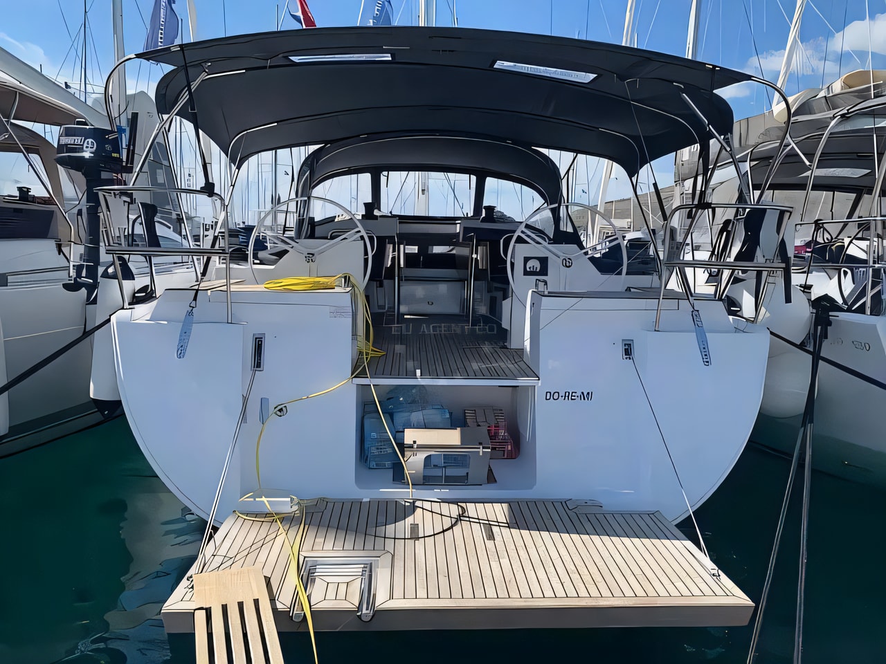 Exterior overview of Elan Impression 50.1 sail boat for charter from Seget Donji Marina Baotic in the Split sailing area Croatia