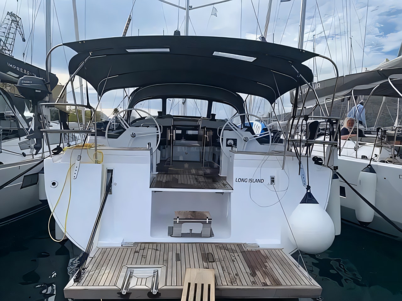 Exterior overview of Elan Impression 50.1 sail boat for charter from Seget Donji Marina Baotic in the Split sailing area Croatia