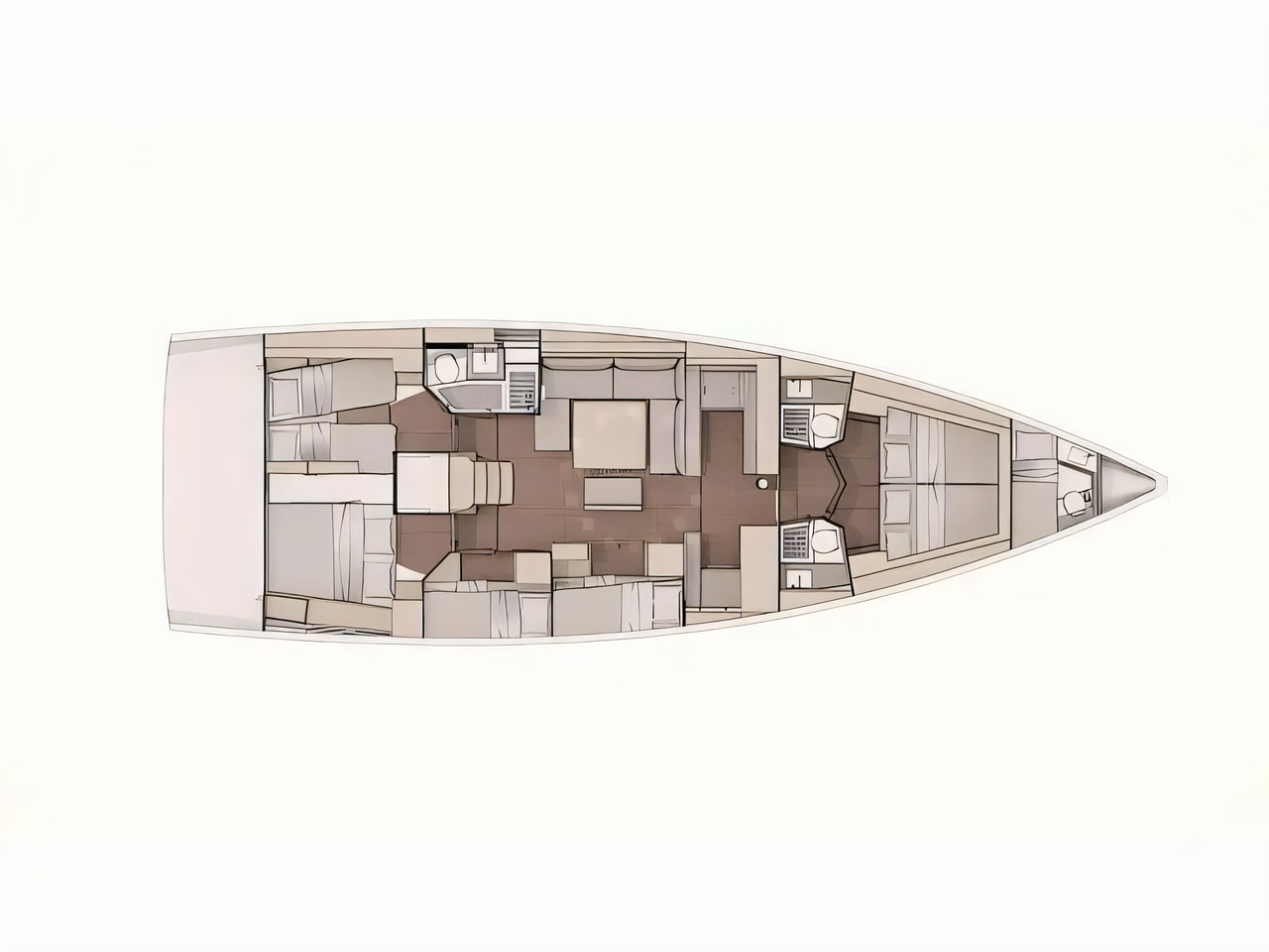 Interior of Dufour 530 sail boat with 6 cabins Croatia yacht charter
